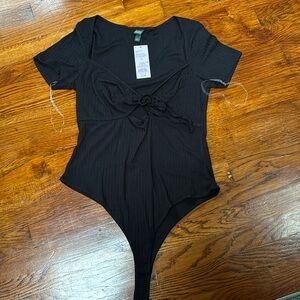 Open tie front body suit